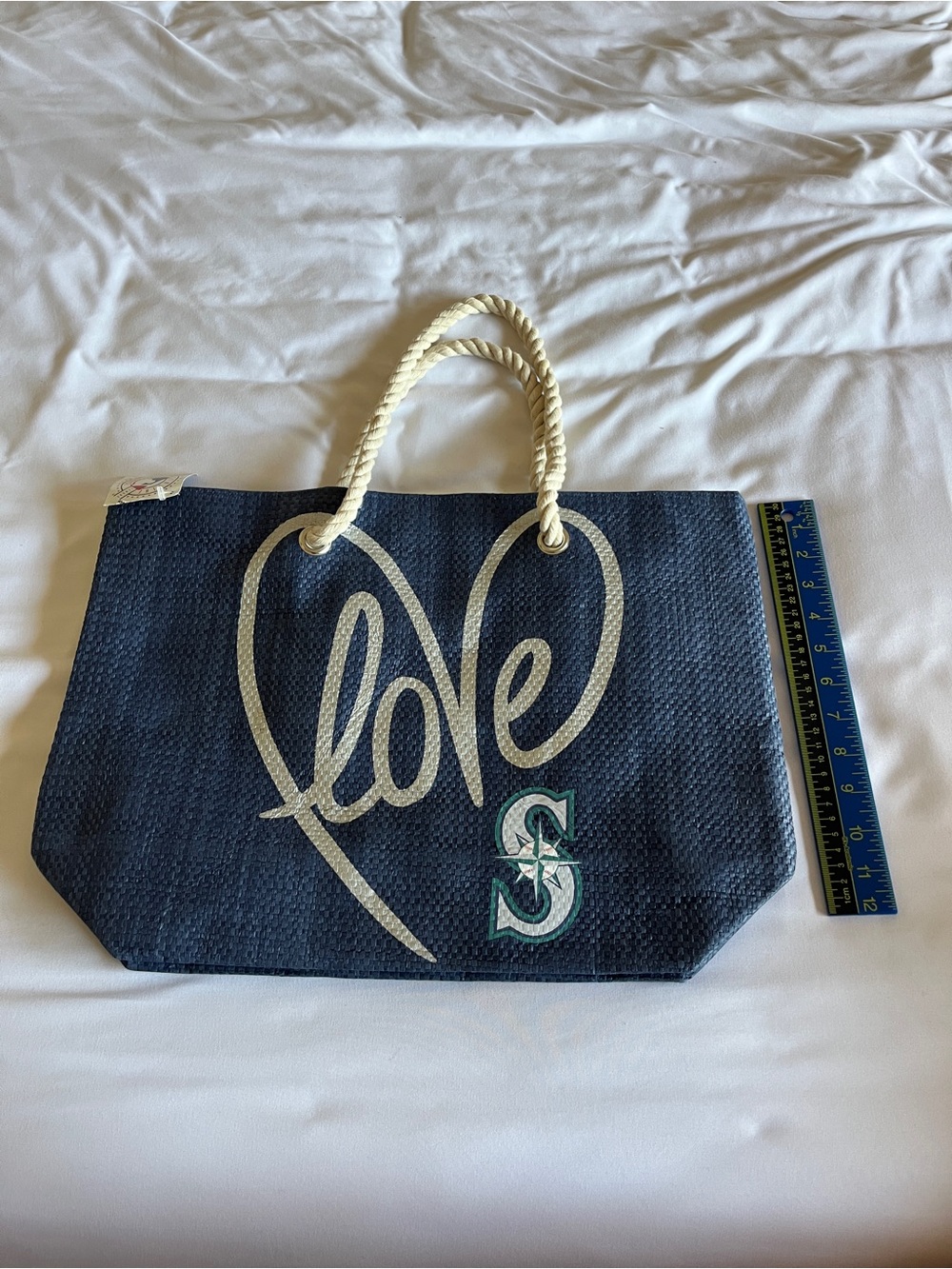 Seattle Mariners Blue Woven Straw Small Love Rope Tote Bag โพ๏ธ - Picture 12 of 15